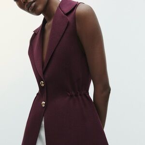 ZARA eggplant gathered waist knit vest - NWT - size M #:4192/023/610